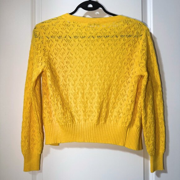Vintage Mario Romano Elegant Essentials 100% Wool Sweater – Yellow – Open Knit - Picture 4 of 7